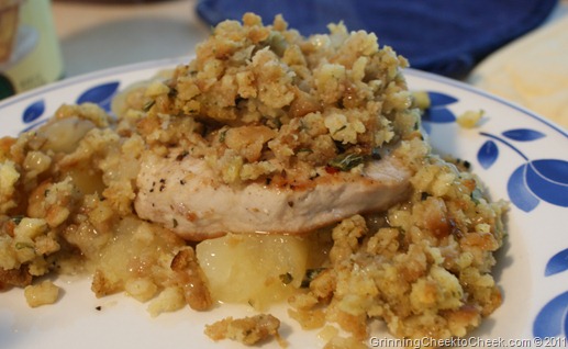 Pork Chops with Apples and Stuffing | Grinning Cheek To cheek