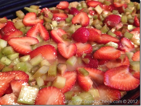 Making Strawberry Rhubarb Crisp