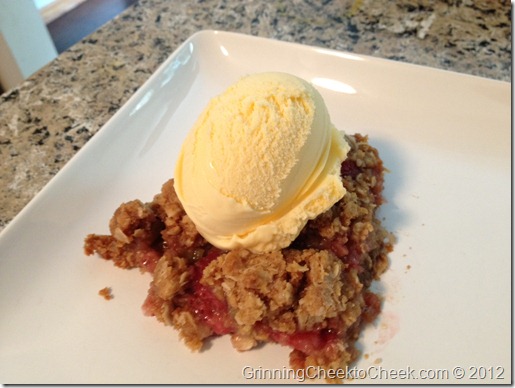 Strawberry Rhubarb Crisp with Vanilla Ice Cream