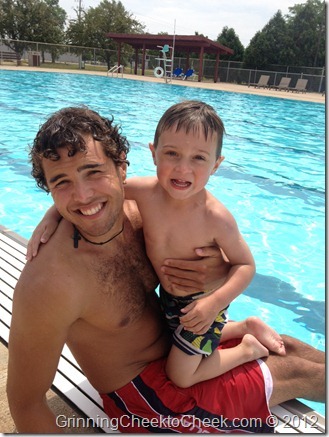 Boy with swim coach