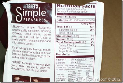 Simple Pleasures Nutritional Facts