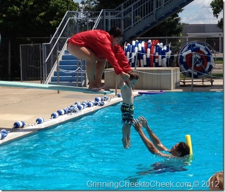toddler on the dive board