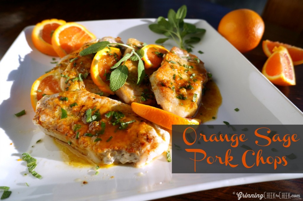 Orange Sage Pork Chops. Very simple recipe, including only four ingredients, one pan, and less than a half hour until completion - for AMAZING results! Try it, I promise you'll love it!