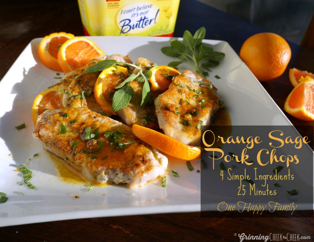 Orange Sage Pork Chops. Very simple recipe, including only four ingredients, one pan, and less than a half hour until completion - for AMAZING results! Try it, I promise you'll love it!