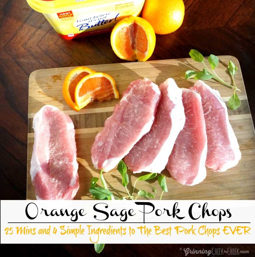 Orange Sage Pork Chops. Very simple recipe, including only four ingredients, one pan, and less than a half hour until completion - for AMAZING results! Try it, I promise you'll love it!