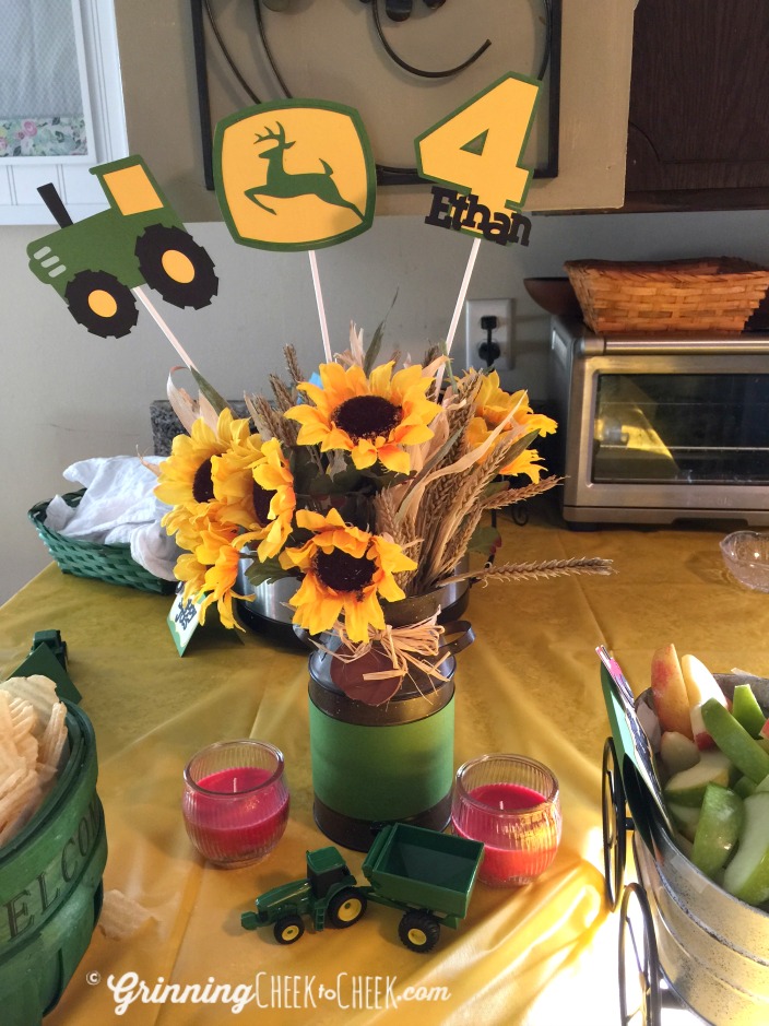 3 Tractor centerpieces John Deere Party Tractor birthday party